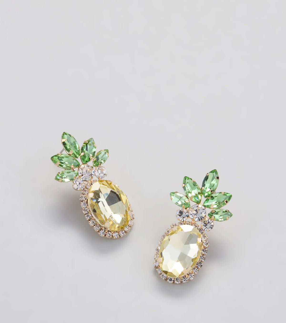Tropical Fun Rhinestone Pineapple Stud Earrings