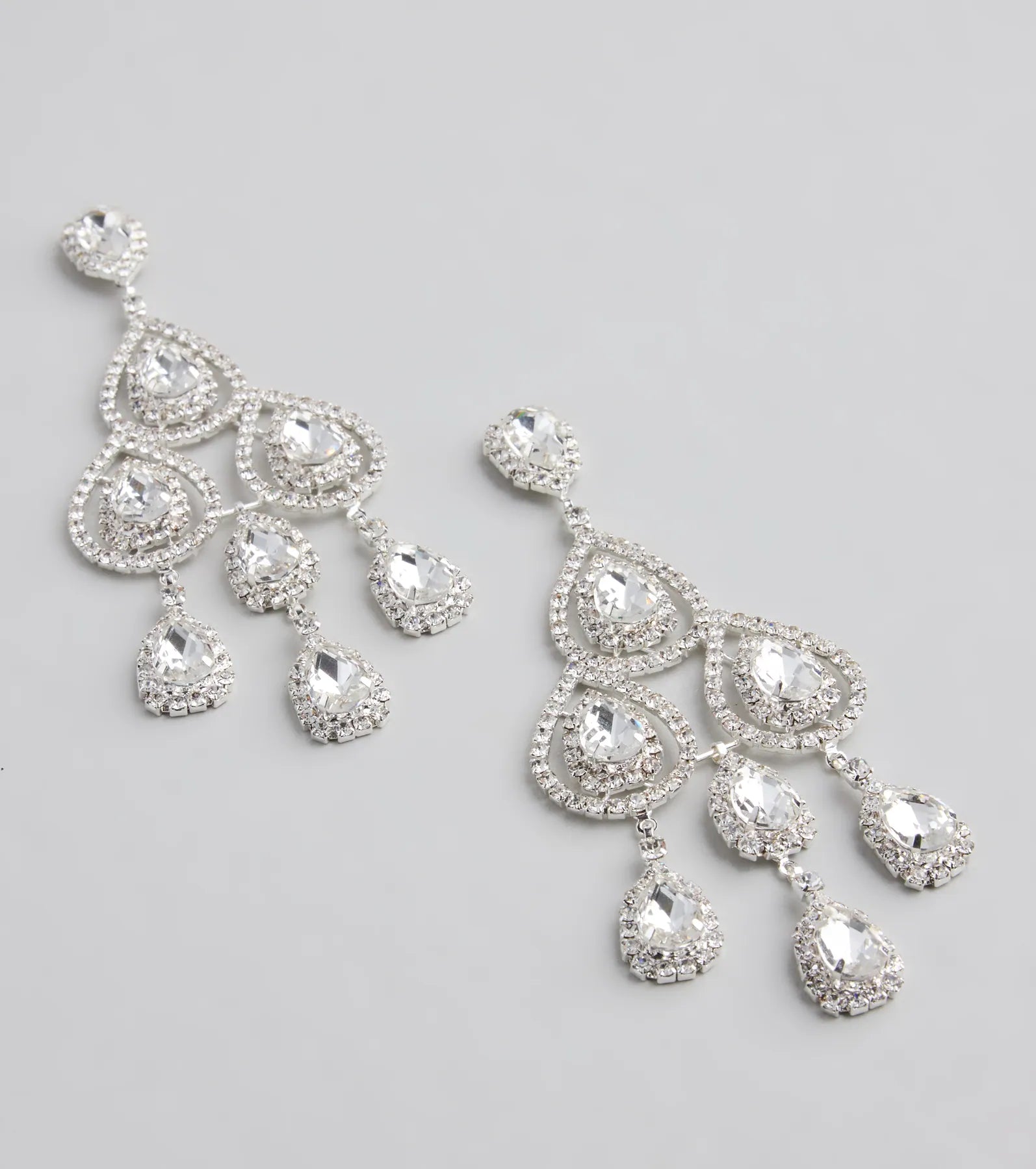 Luxe Vibe Teardrop Rhinestone Chandelier Earrings