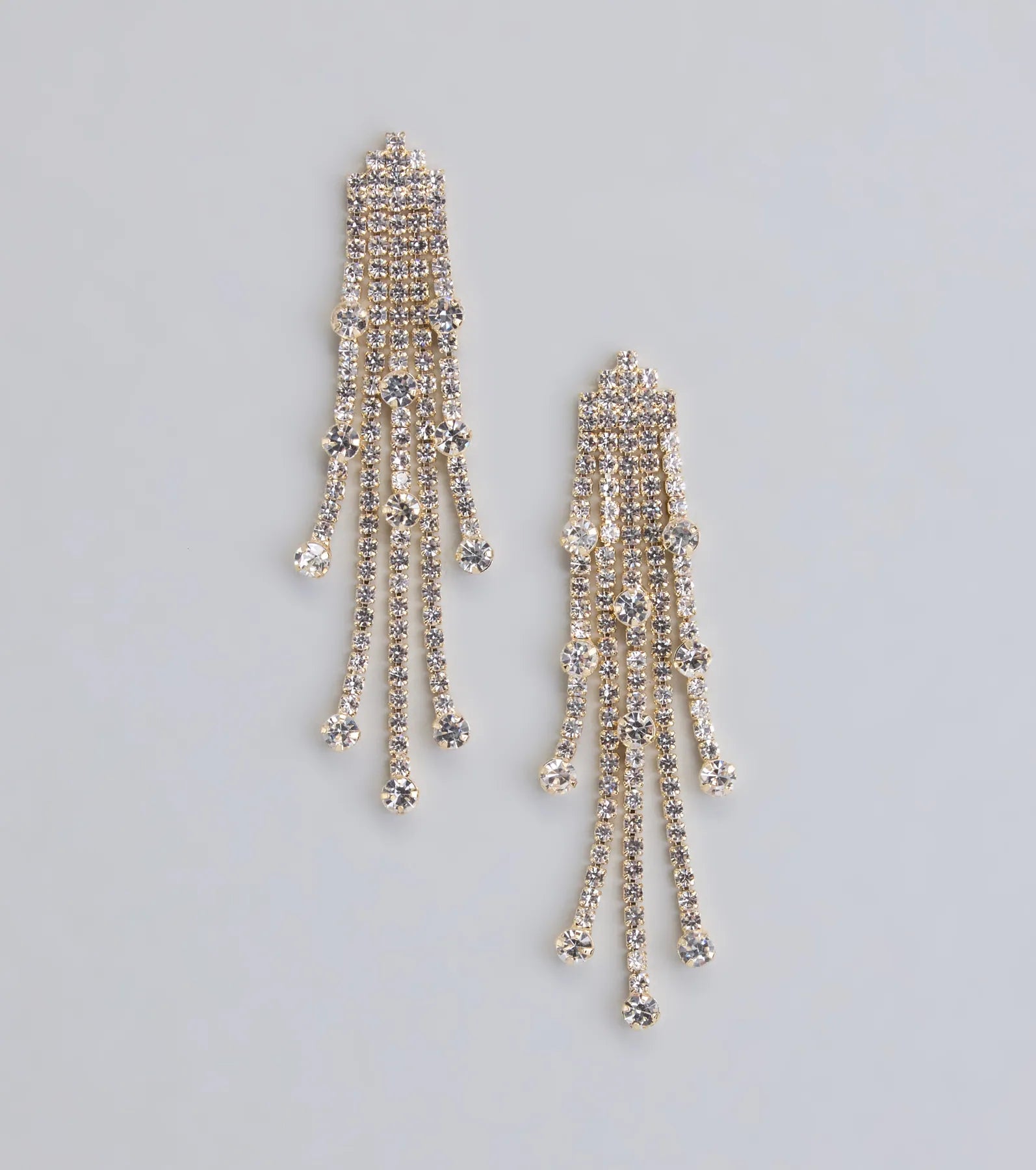 All This Glamour Rhinestone Tassel Earrings