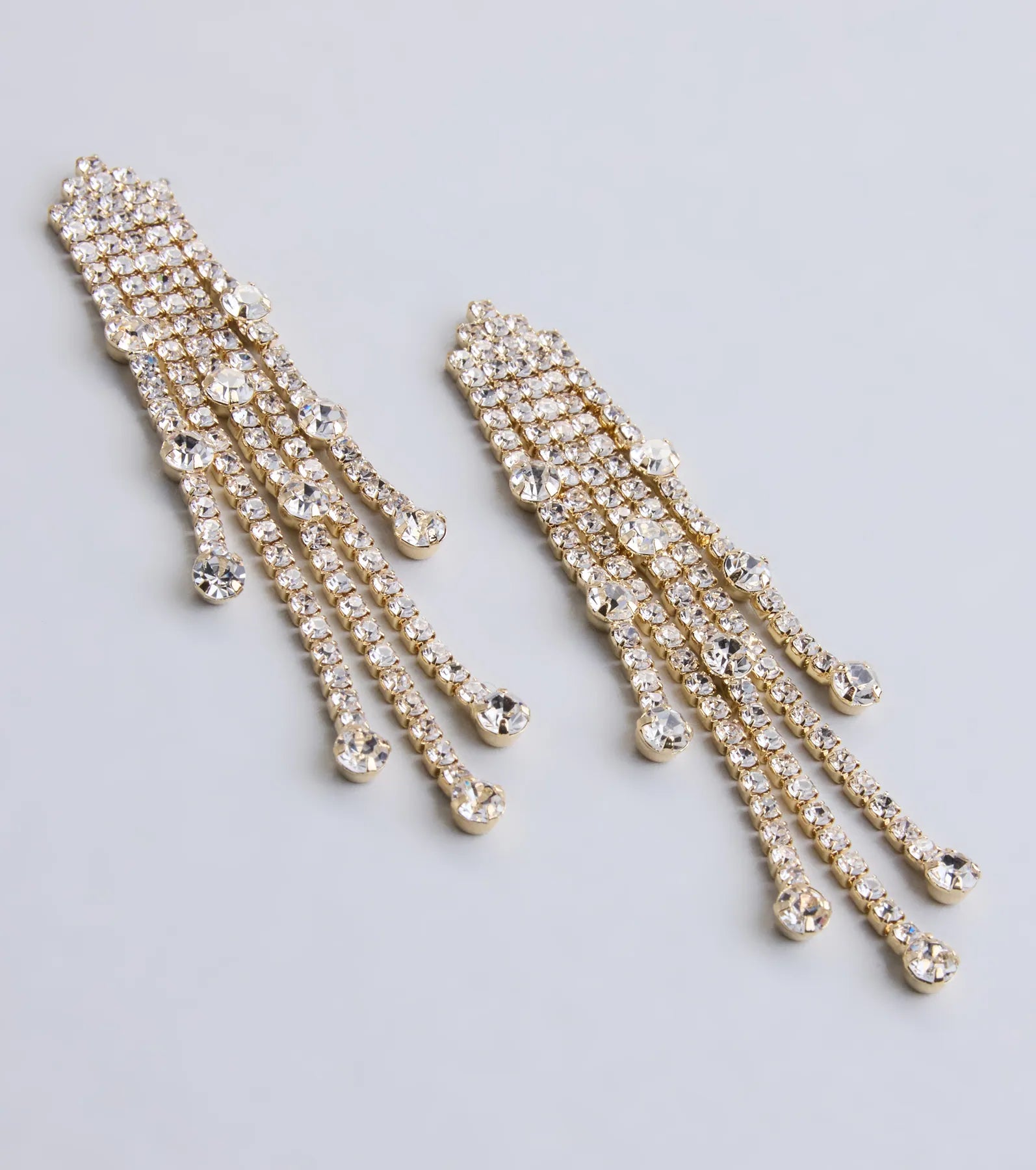 All This Glamour Rhinestone Tassel Earrings