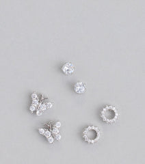 Flying High Cubic Zirconia Three Pack Stud Earrings