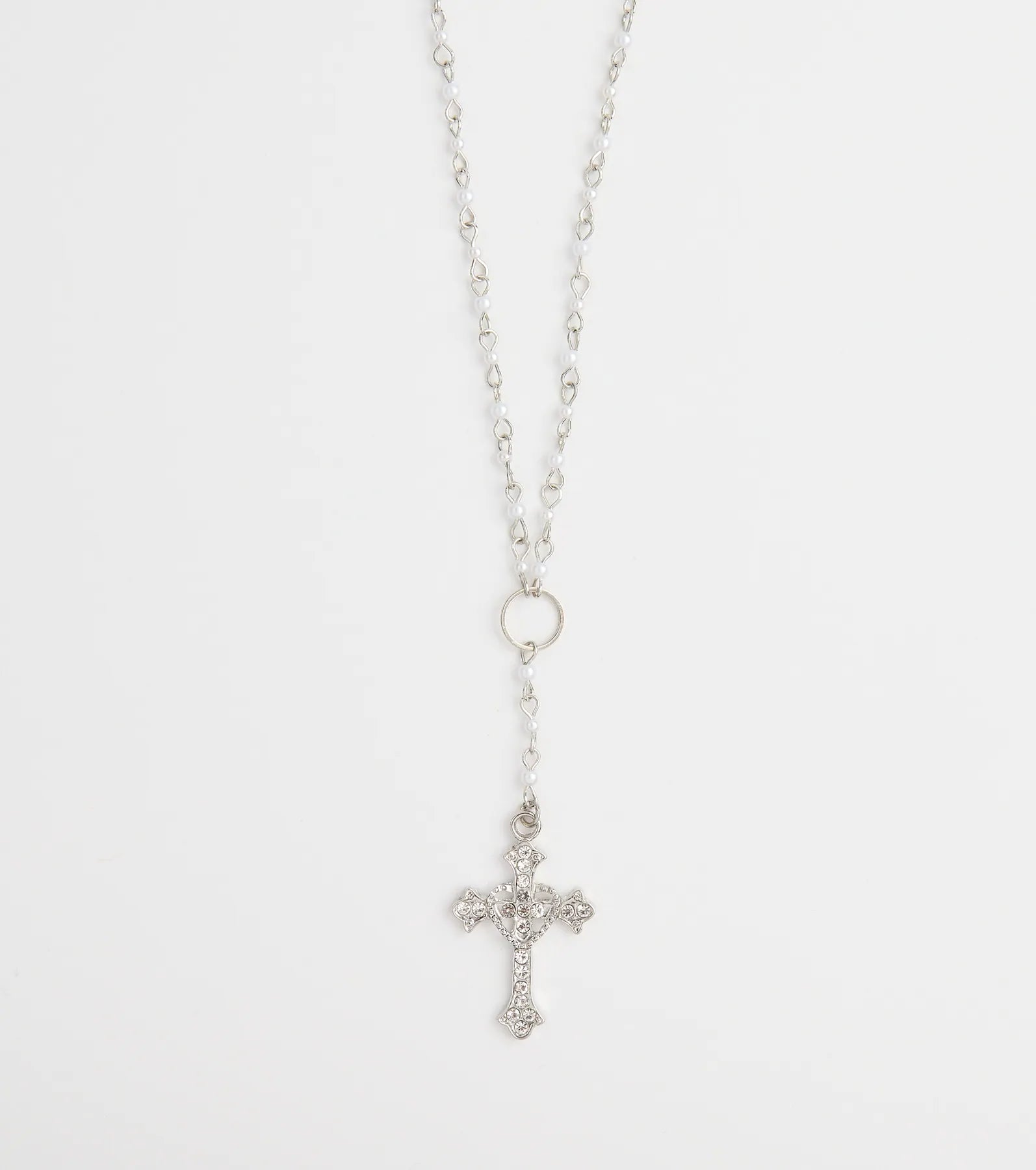 My Path Faux Pearl Cross Necklace