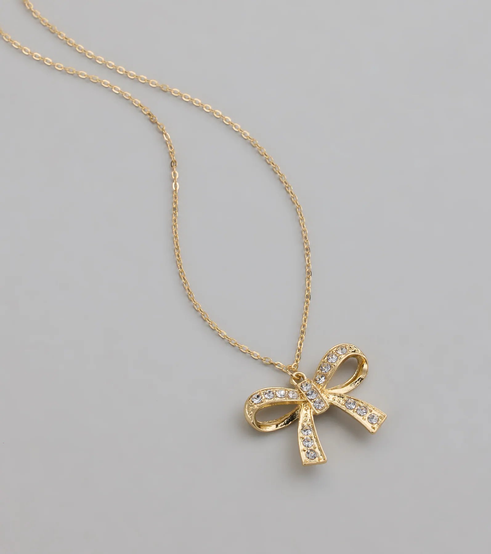 Simply Sparkling Rhinestone Bow Necklace