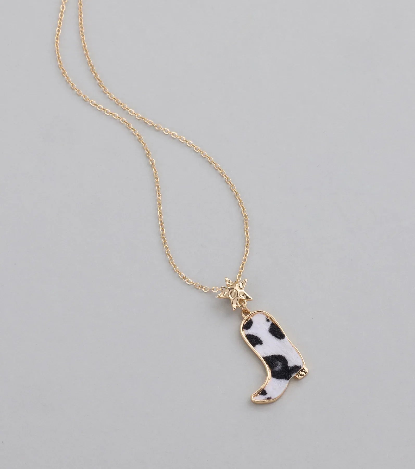 Southern Charm Faux Fur Cowboy Boot Necklace