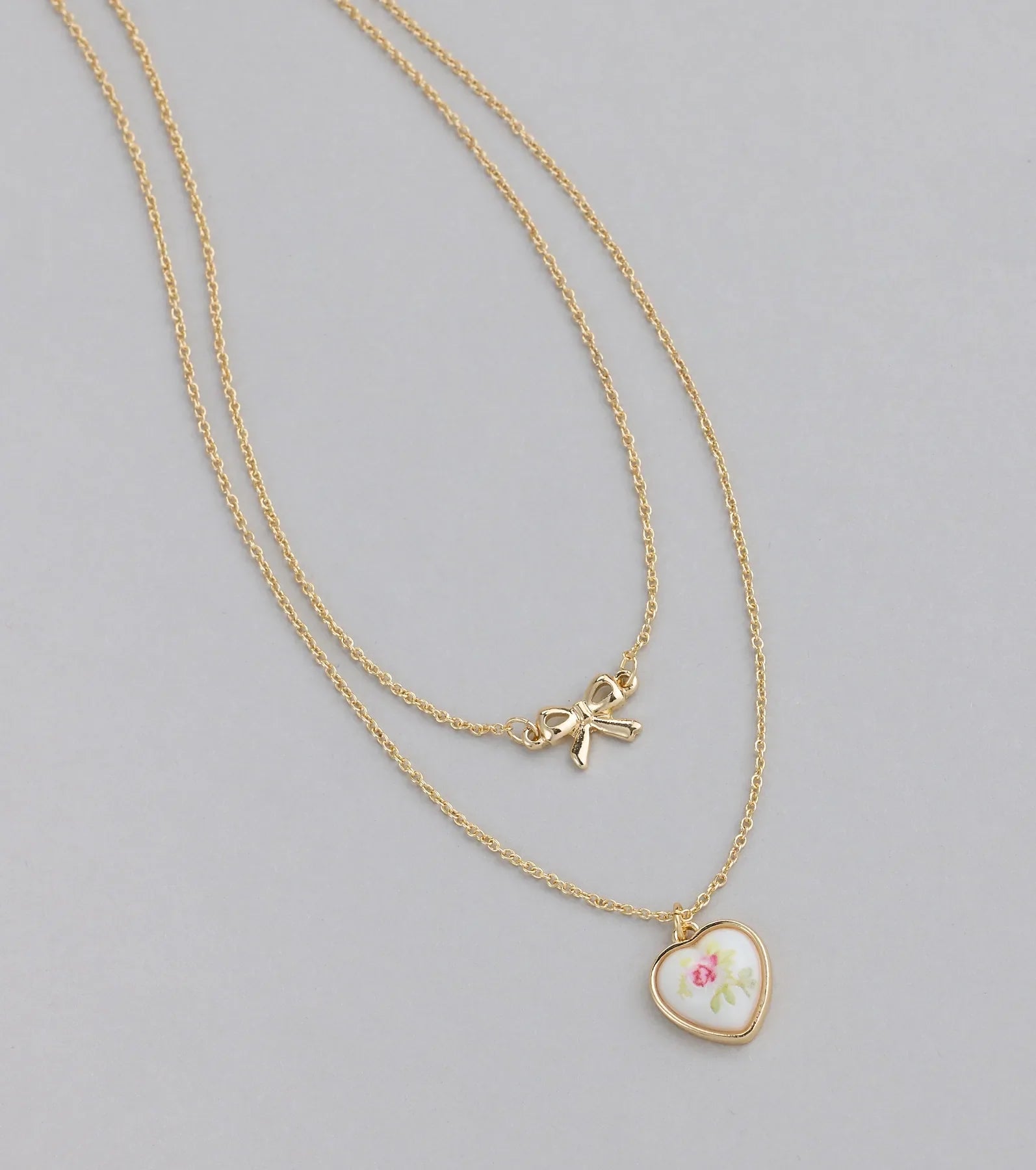 From The Heart Bow Layered Necklace