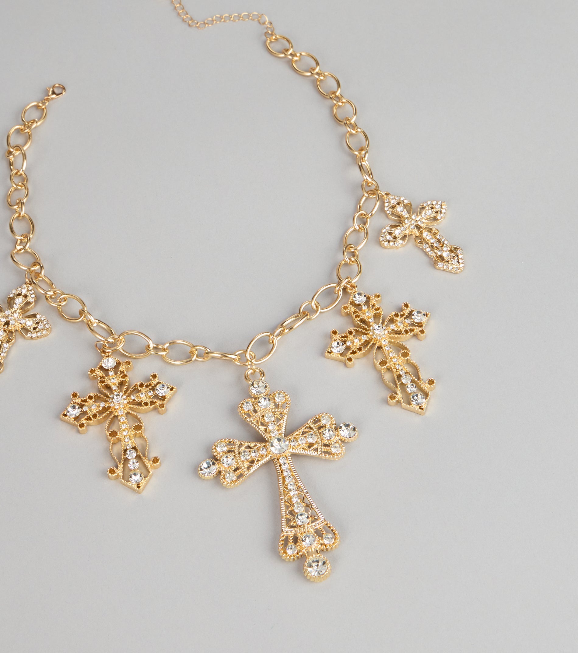 Styled Shine Rhinestone Cross Statement Necklace