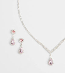 Princess Vibes Rhinestone Necklace And Earrings Set
