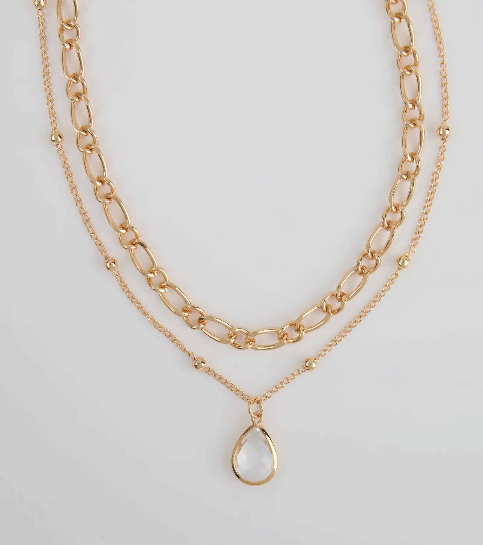 Glam Team Layered Rhinestone Charm Necklace