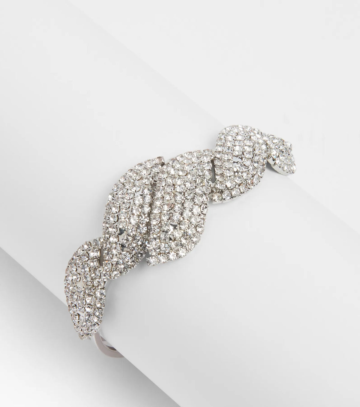 Elegantly Glam Rhinestone Braided Clasp Bracelet