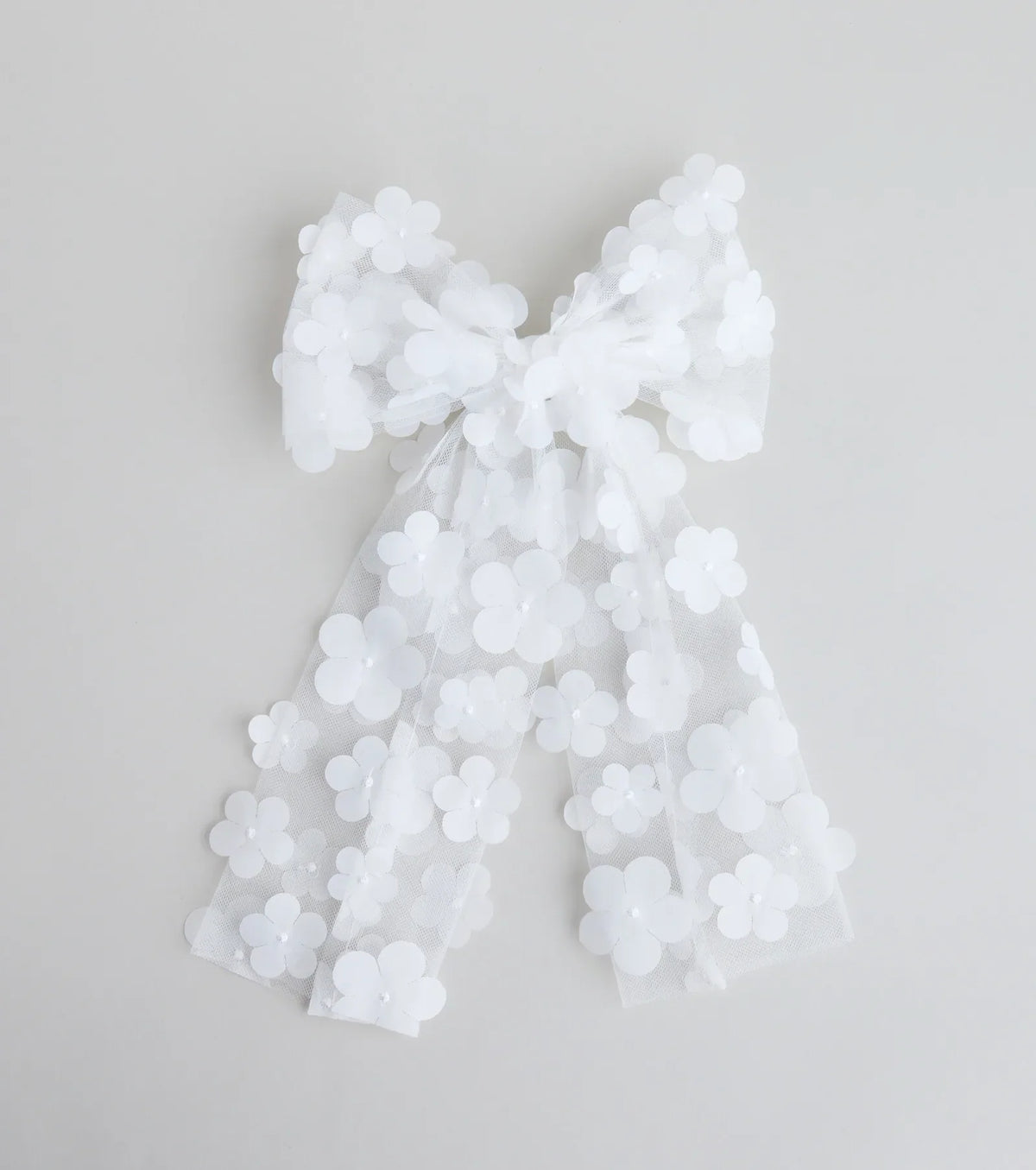 Cutest Charm Flower Tulle Bow Hair Clip