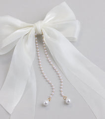 Ever So Charmed Hair Bow With Pearl Chain