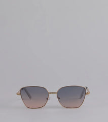 Too Glam To Shade Square Rhinestone Trim Sunglasses