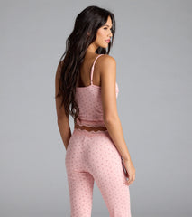 Sweet As Cherries Lace Trim Pajama Top