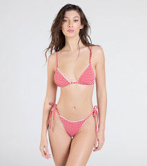 Flirty Babe Gingham Print Triangle Bikini Top