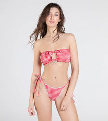 Flirty Babe Gingham Print Bandeau Bikini Top