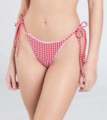 Flirty Babe Gingham Print Side Tie Bikini Bottoms