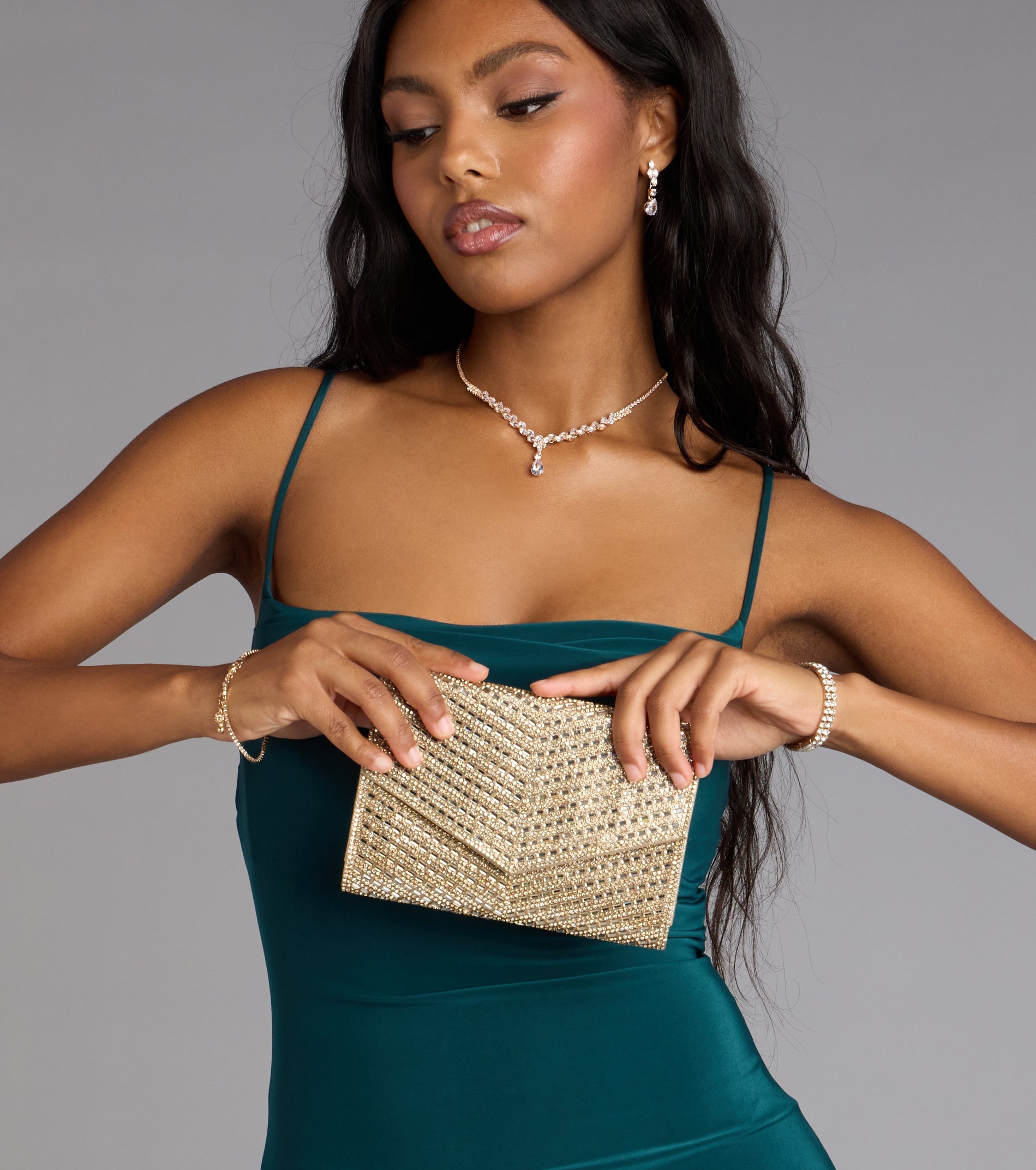 Let's Have A Toast Rhinestone Crossbody Wallet