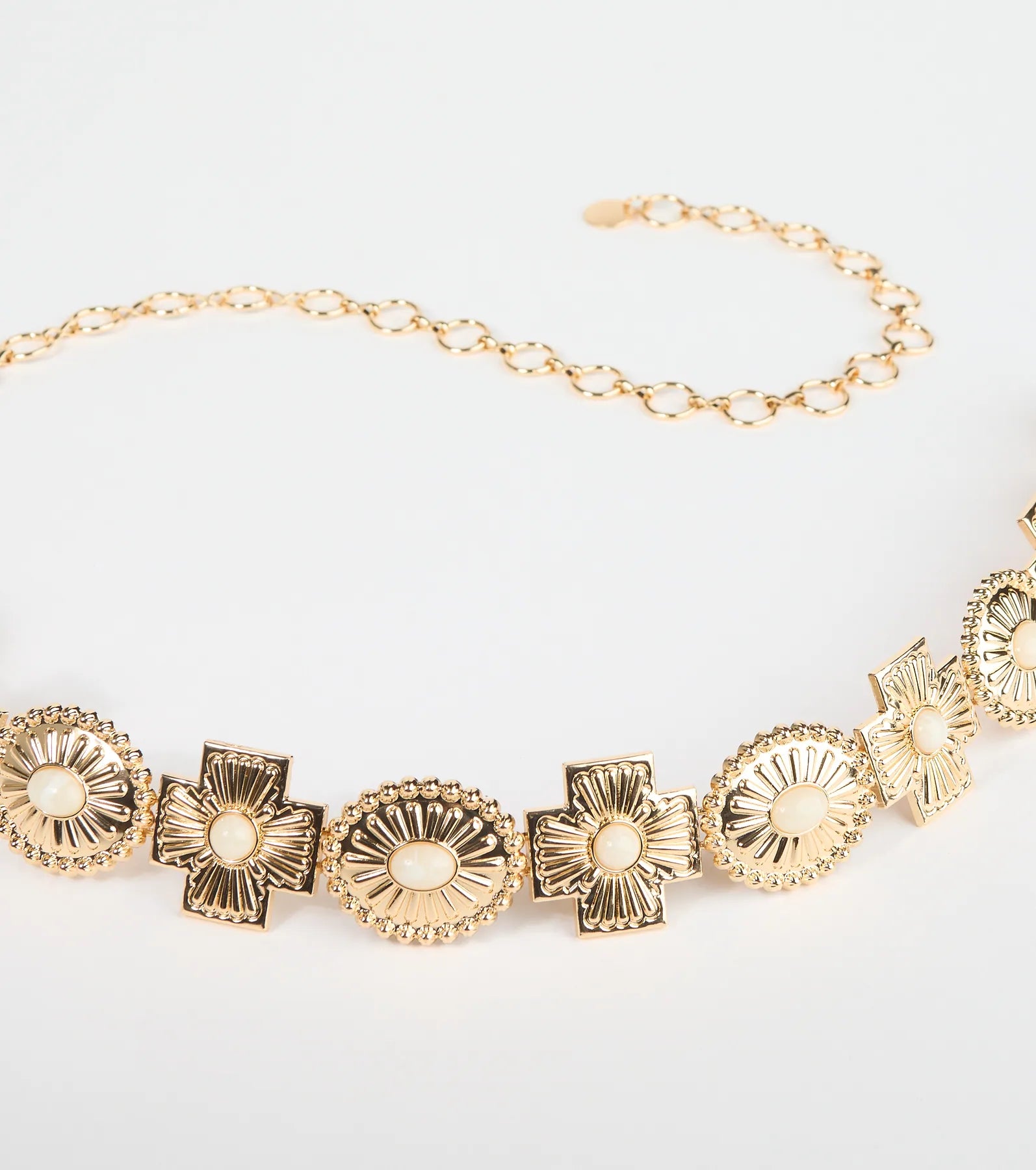 Boho Sleek Cross Concho Chain Belt