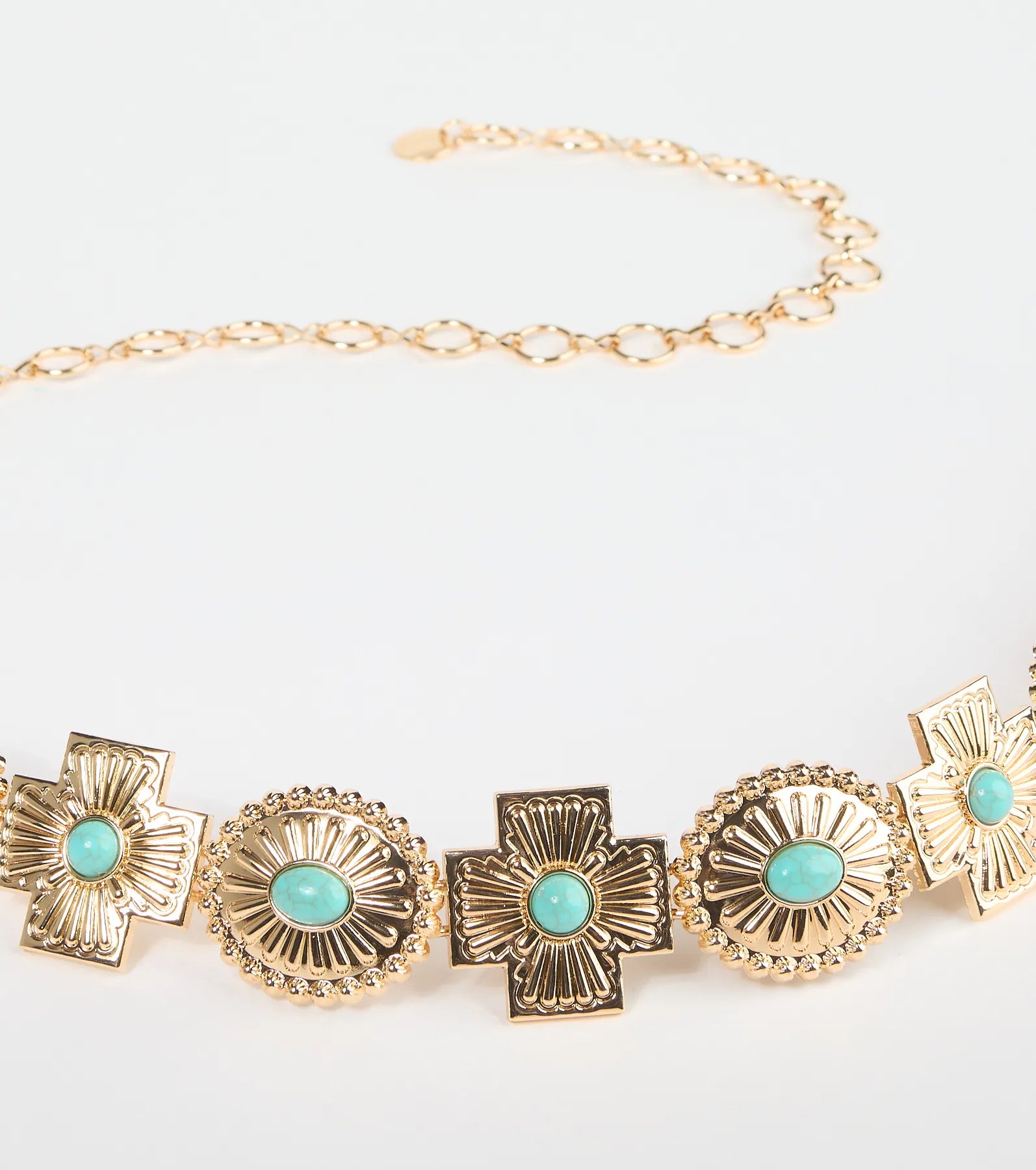 Boho Sleek Cross Concho Chain Belt