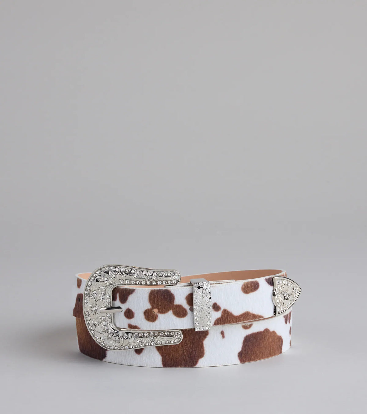 Glam By The Countryside Cow Rhinestone Buckle Belt