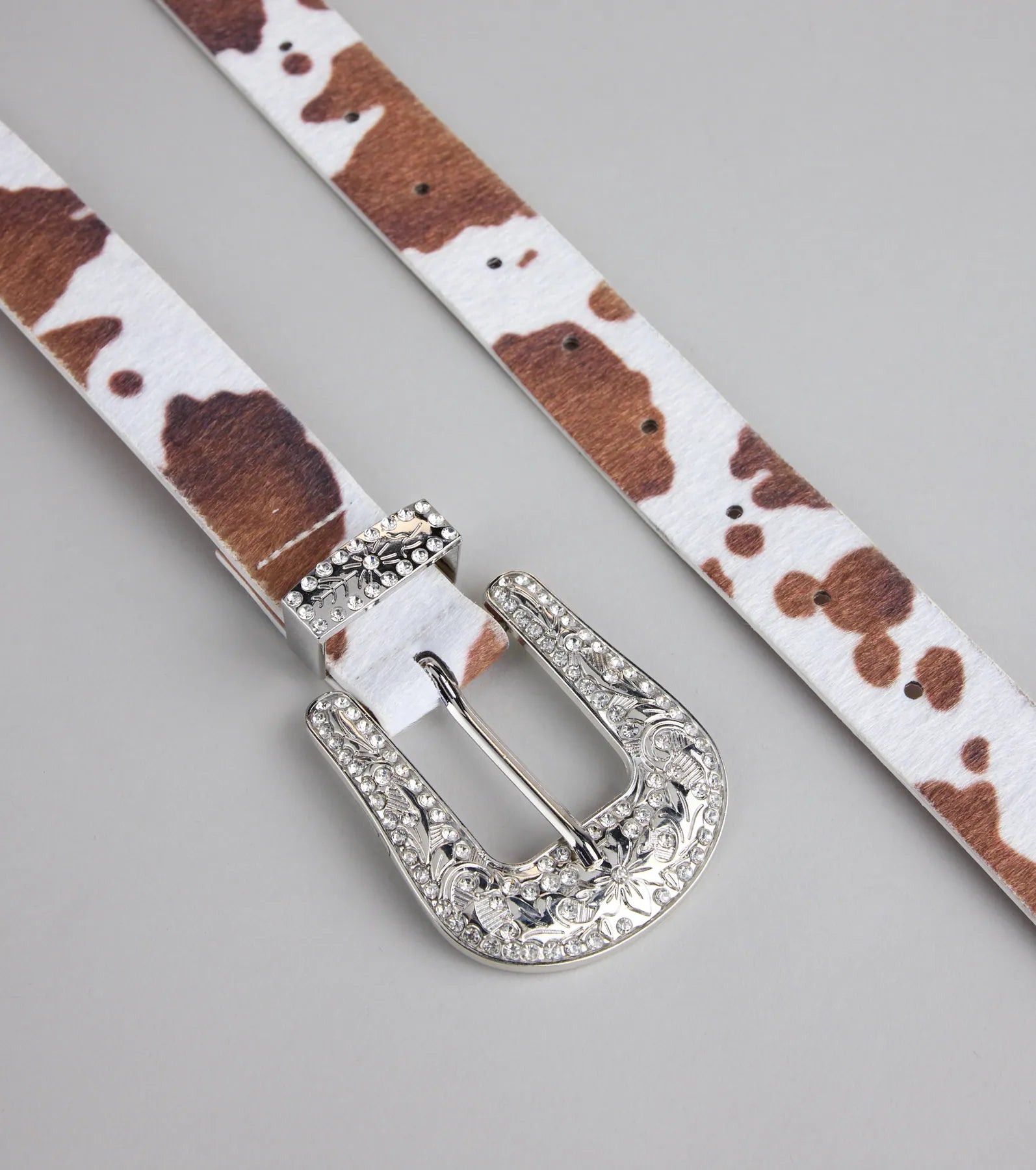 Glam By The Countryside Cow Rhinestone Buckle Belt