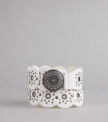 Boho Era Studded Faux Leather Medallion Belt