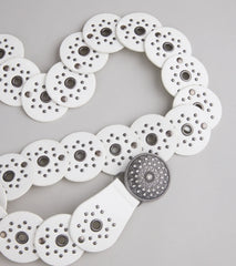 Boho Era Studded Faux Leather Medallion Belt