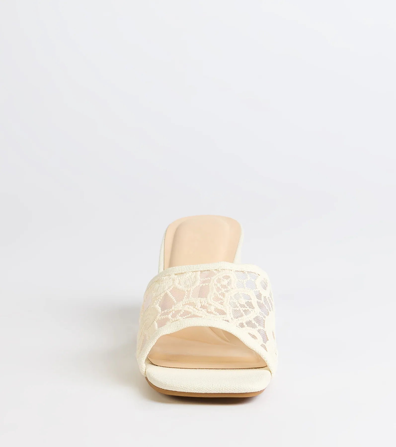 Flirty And Fun Lace Block Heel Mules