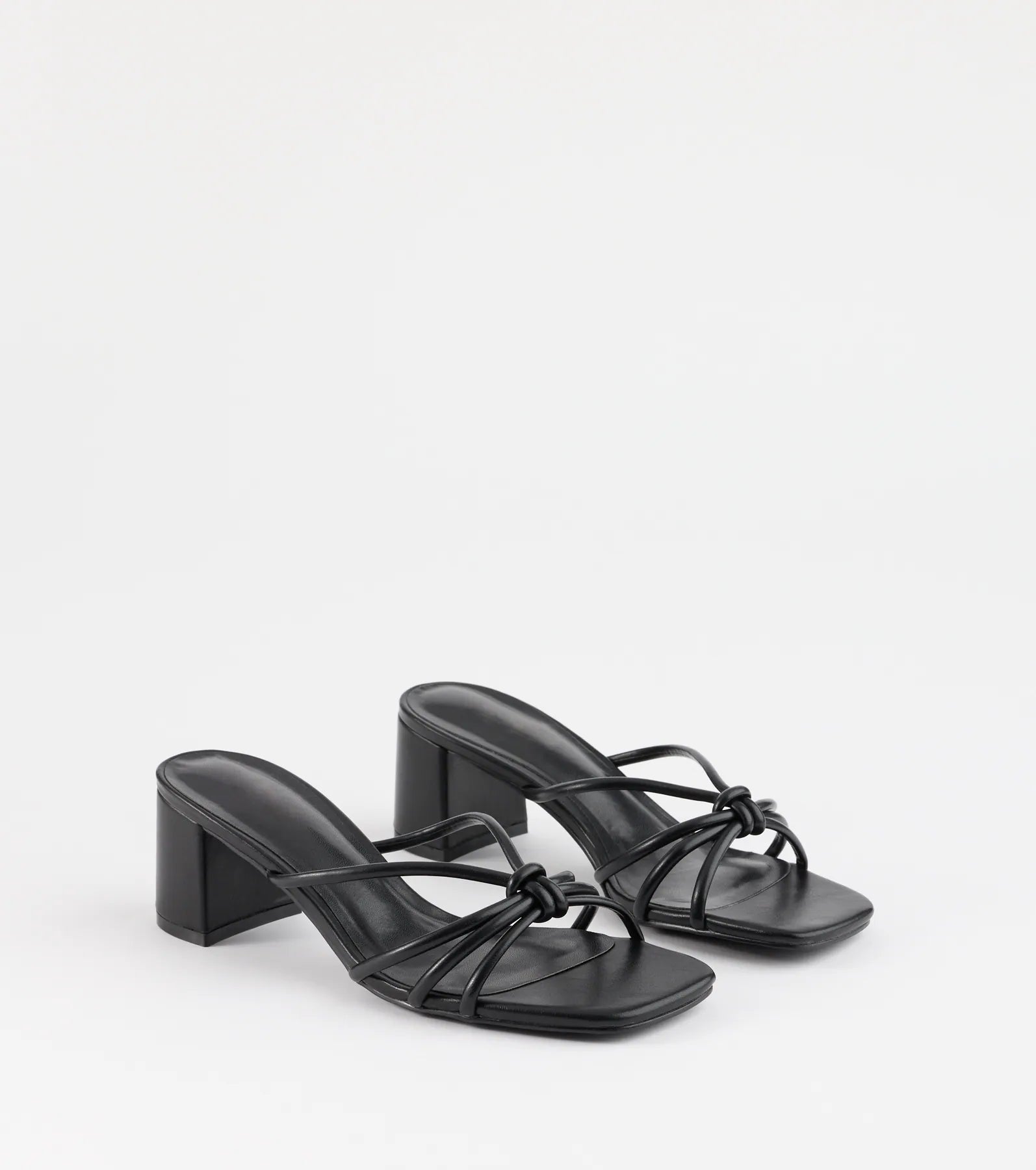 Sleek Staple Strappy Square Toe Mules