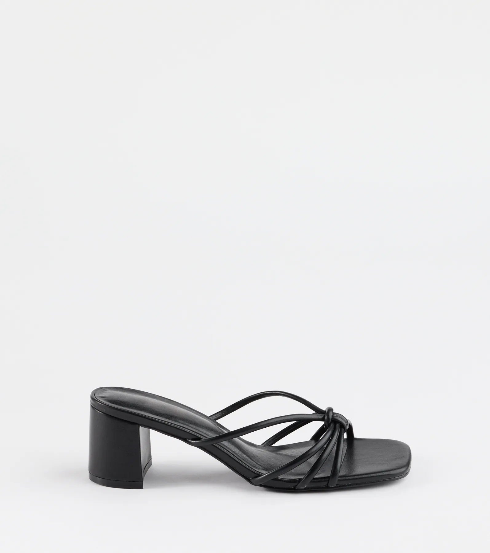Sleek Staple Strappy Square Toe Mules