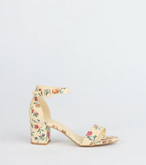 Chic Steps Floral Low Block Heels