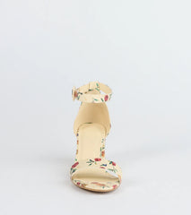 Chic Steps Floral Low Block Heels