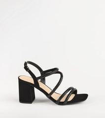 Chic Glimmer Rhinestone Strappy Block Heels