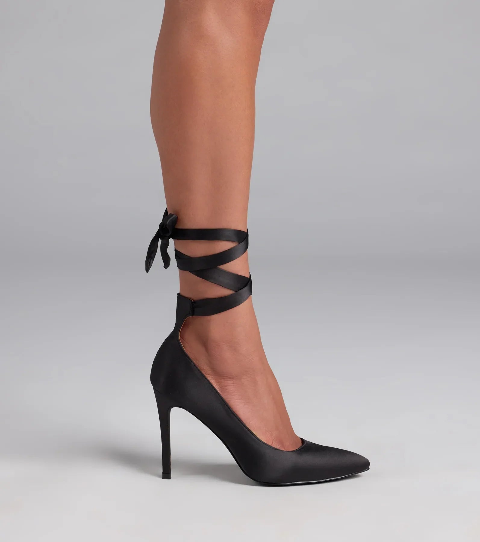 Lace Me Up Satin Stiletto Pumps