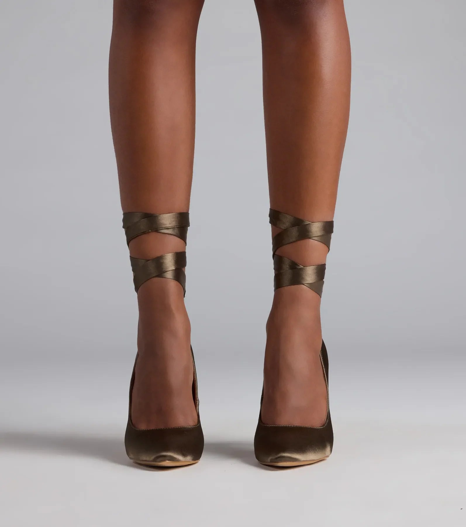 Lace Me Up Satin Stiletto Pumps