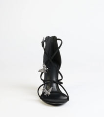 Whimsically Chic Butterfly Rhinestone Block Heels