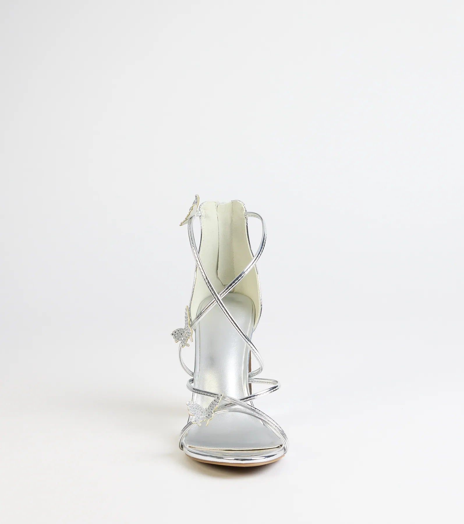 Whimsically Chic Butterfly Rhinestone Block Heels