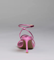 Edgy Elegance Metallic Strappy Stiletto Heels