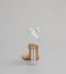 Clearly Chic Square Toe Block Heels