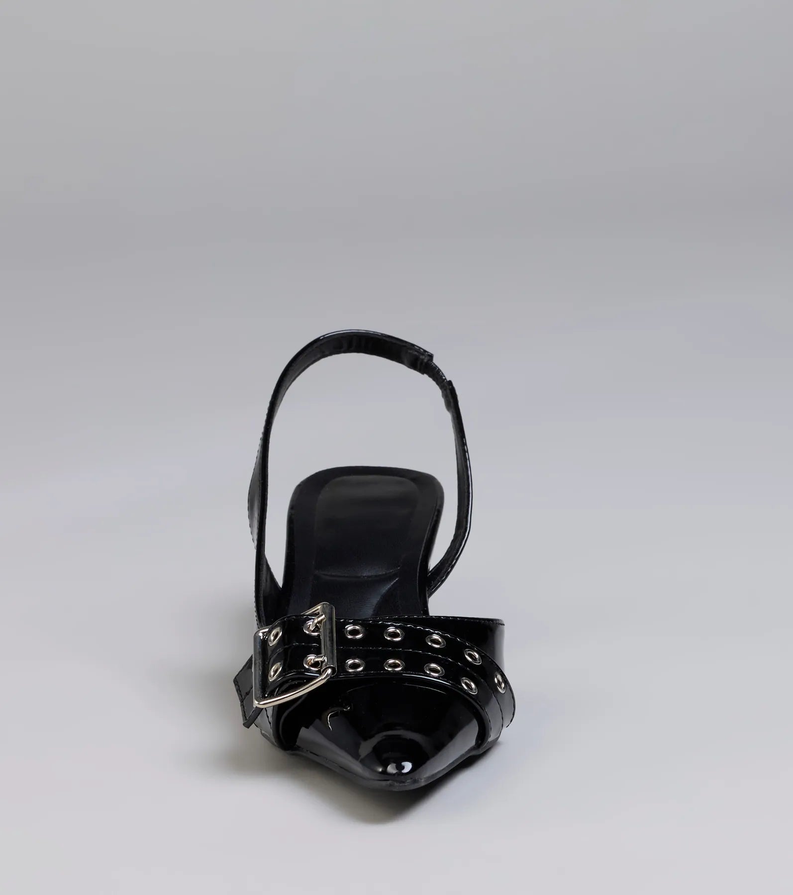 Sleek Trendy Buckle Strap Slingback Kitten Heels