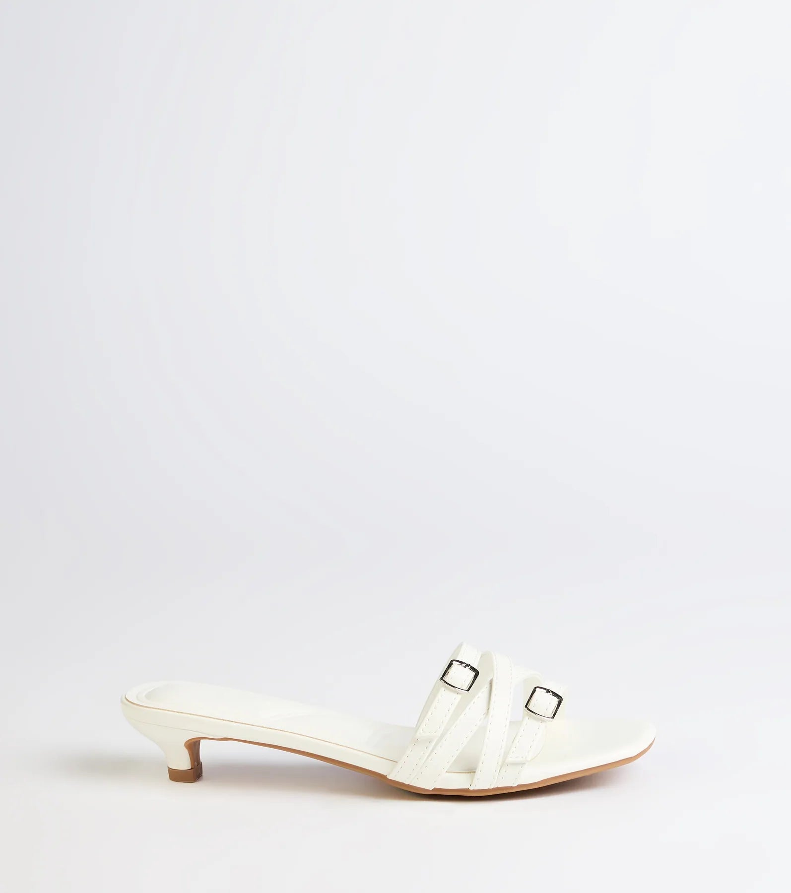 Trendy Steps Buckle Strap Kitten Heel Mules