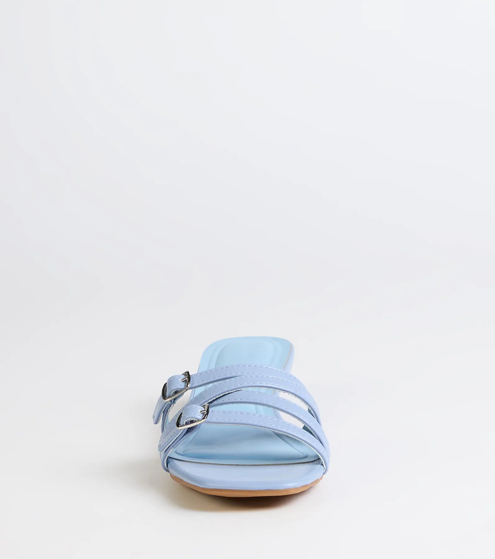 Trendy Steps Buckle Strap Kitten Heel Mules