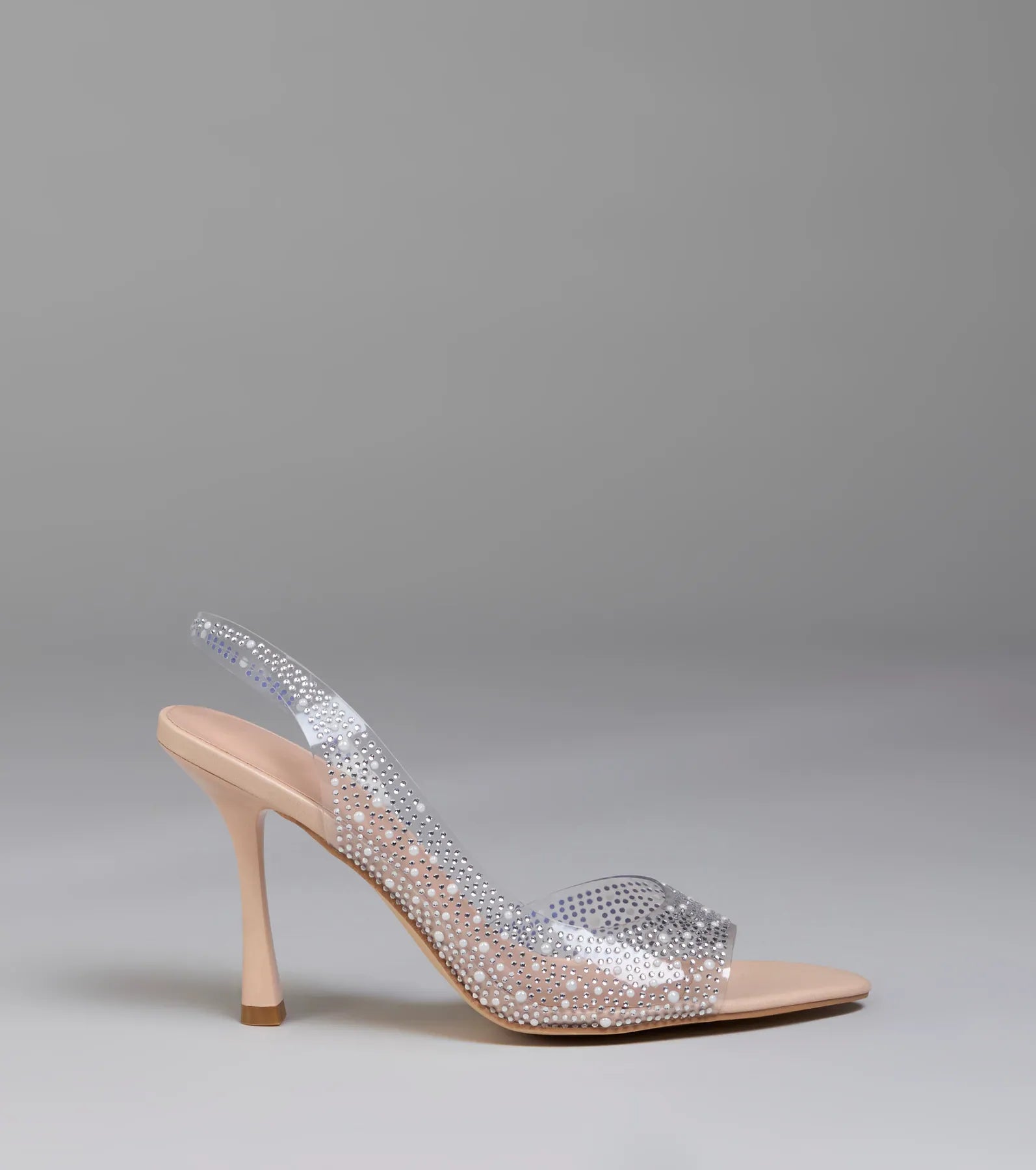 Clear Goals Rhinestone Pearl Slingback Pumps