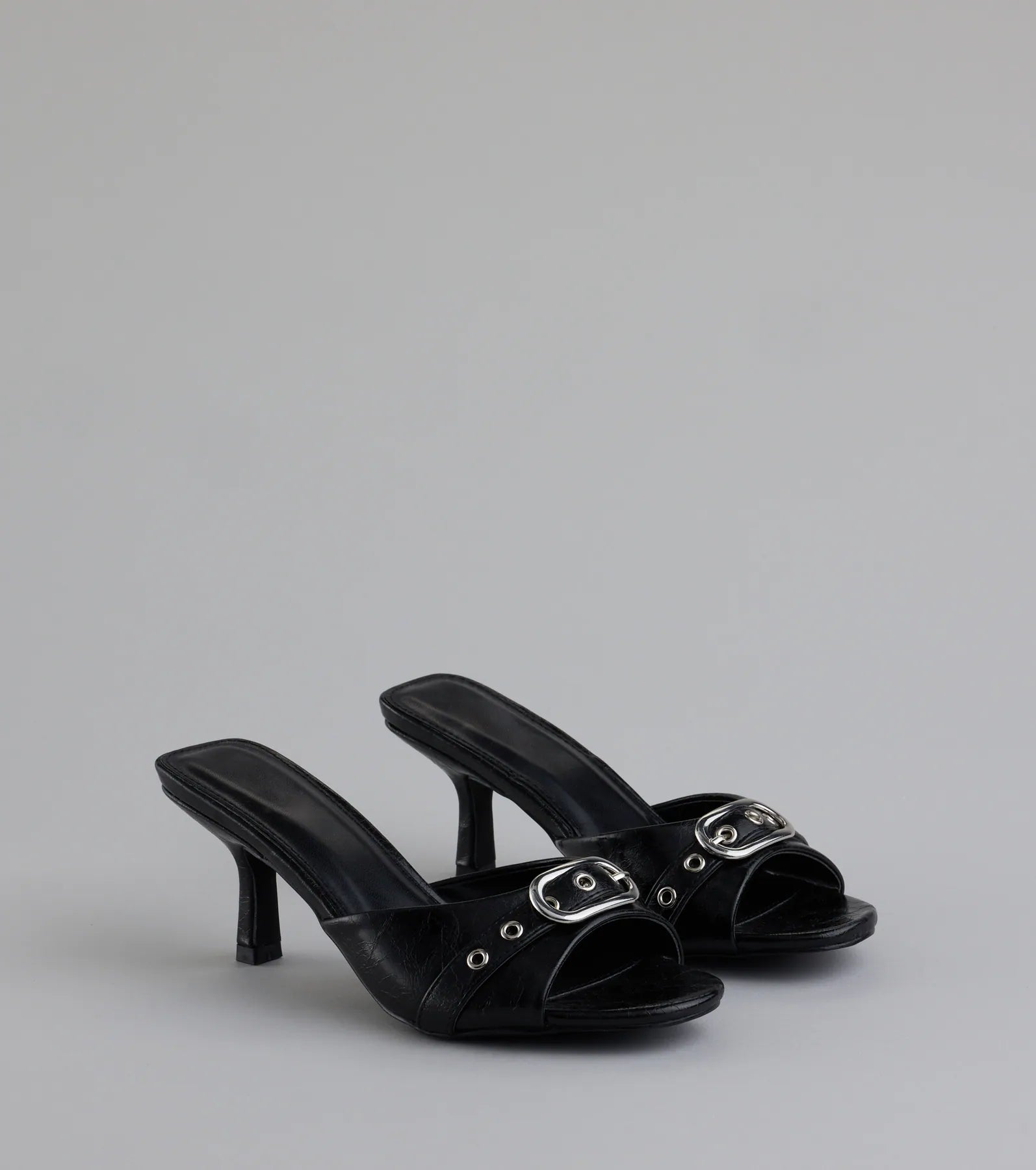 Brunch To Cocktails Buckle Stiletto Mules