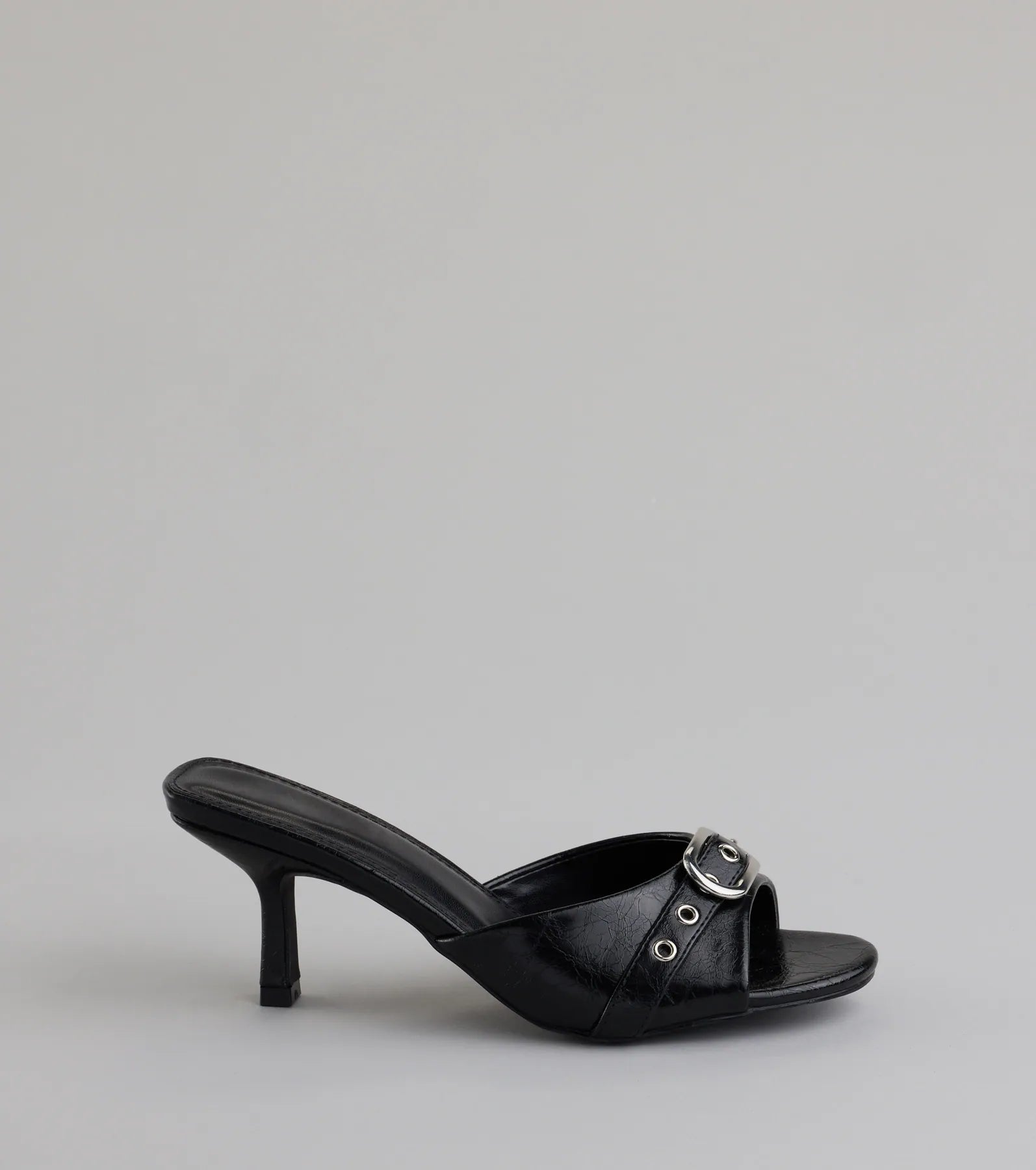 Brunch To Cocktails Buckle Stiletto Mules