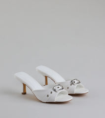 Brunch To Cocktails Buckle Stiletto Mules