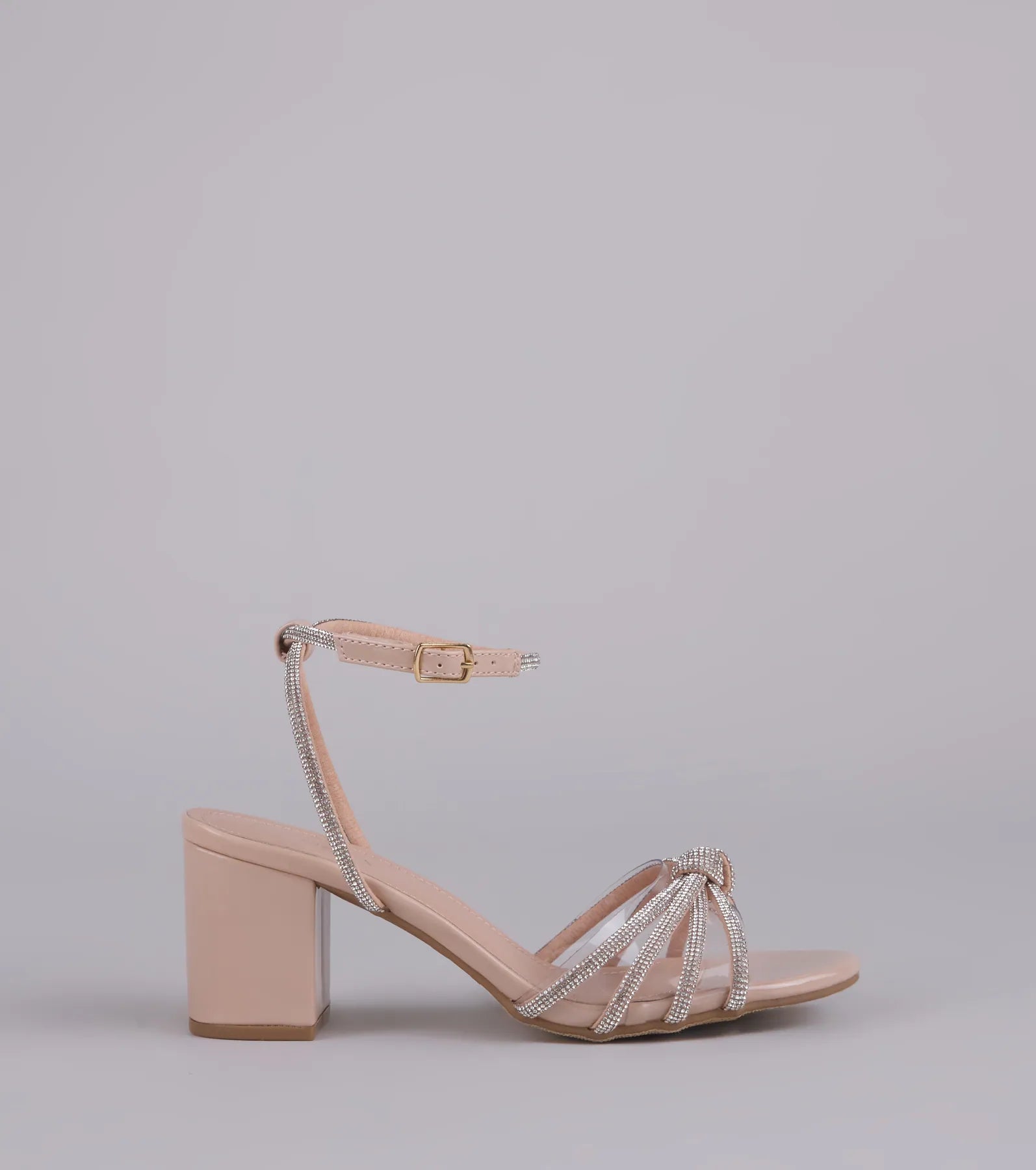Sparkle Agenda Rhinestone Strappy Block Heels