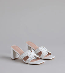 Playful Poise Pearl Block Heel Mules