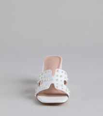Playful Poise Pearl Block Heel Mules