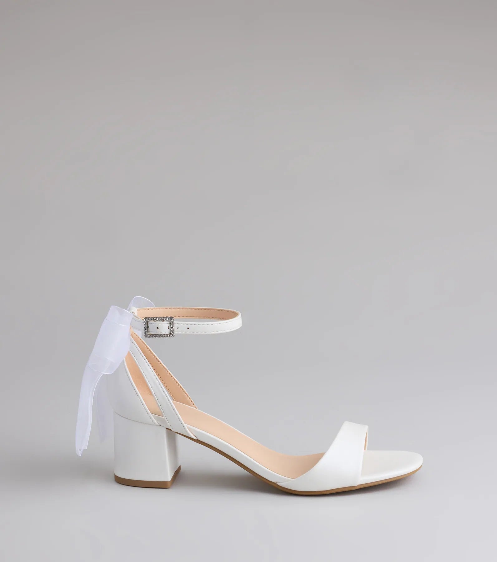 So Pretty Chiffon Bow Satin Block Heels
